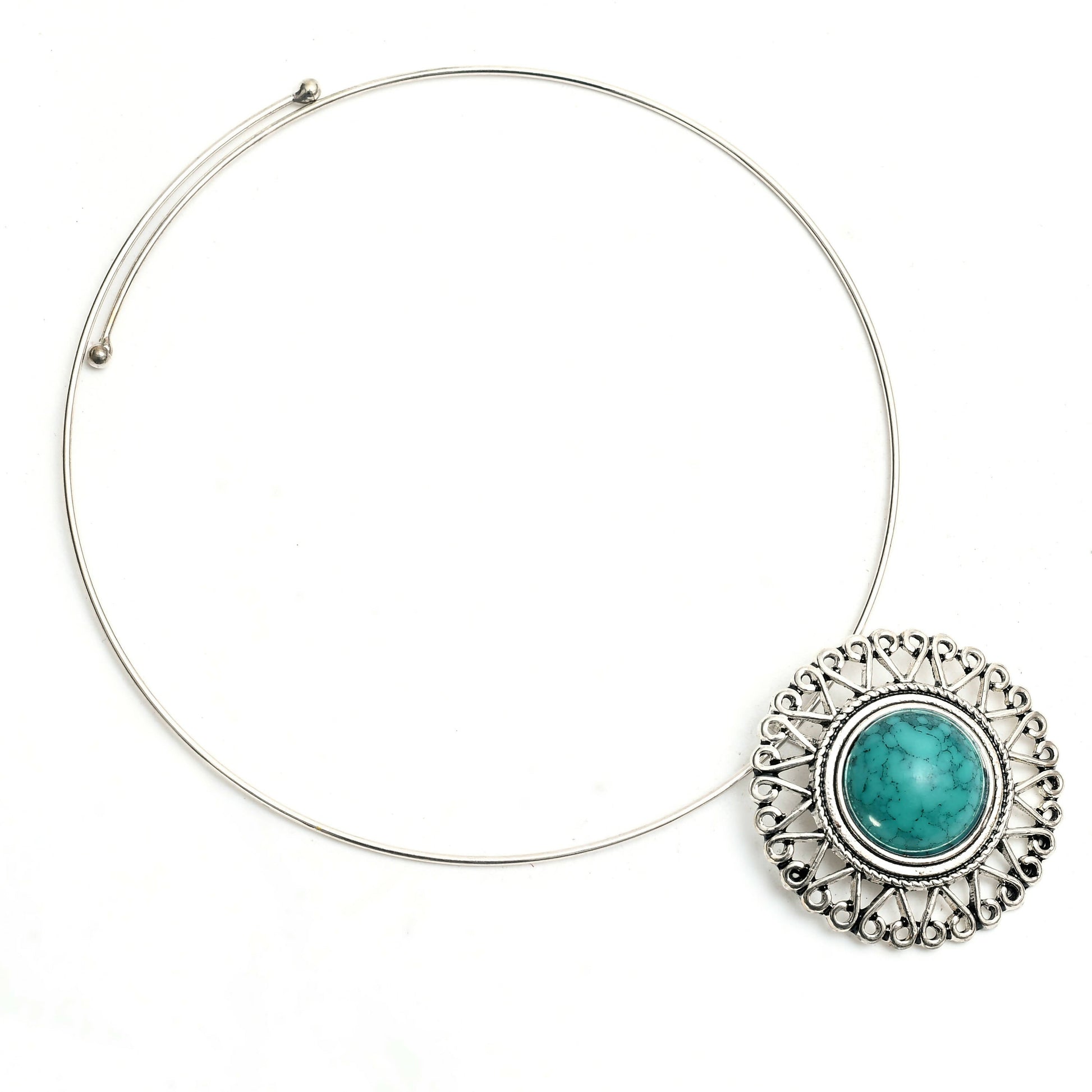 Mominos Fashion Johar Kamal Oxidised Silver-Plated Stone Work Necklace Handicraft | Swadesiicart