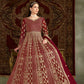 Anaita Maroon Embroidered Net Stitched Anarkali Suit