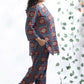 Breathables Women’S Blue Cotton Geometric Print Loungewear Co-Ord Set – Hip-Length Kurta & Pants
