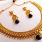 Metallic Necklace Set with Black Drops