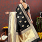 Lorenvalley Fashion Black Soft Silk Woven Design Gold Zari Weaving Saree - Swadesiicart