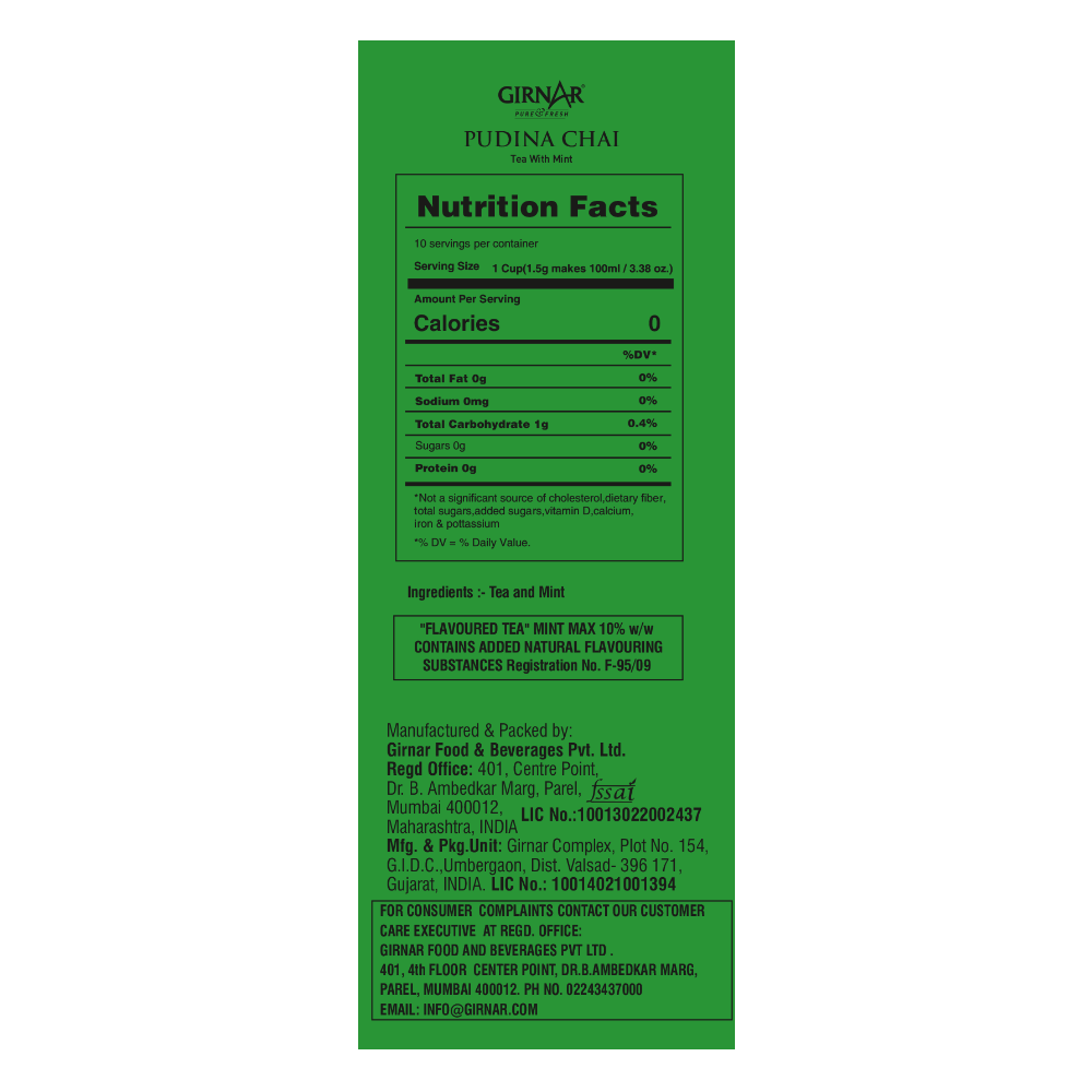 Girnar Black Tea Bags - Pudina | Swadesiicart