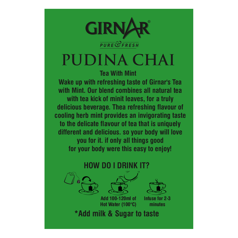 Girnar Black Tea Bags - Pudina | Swadesiicart