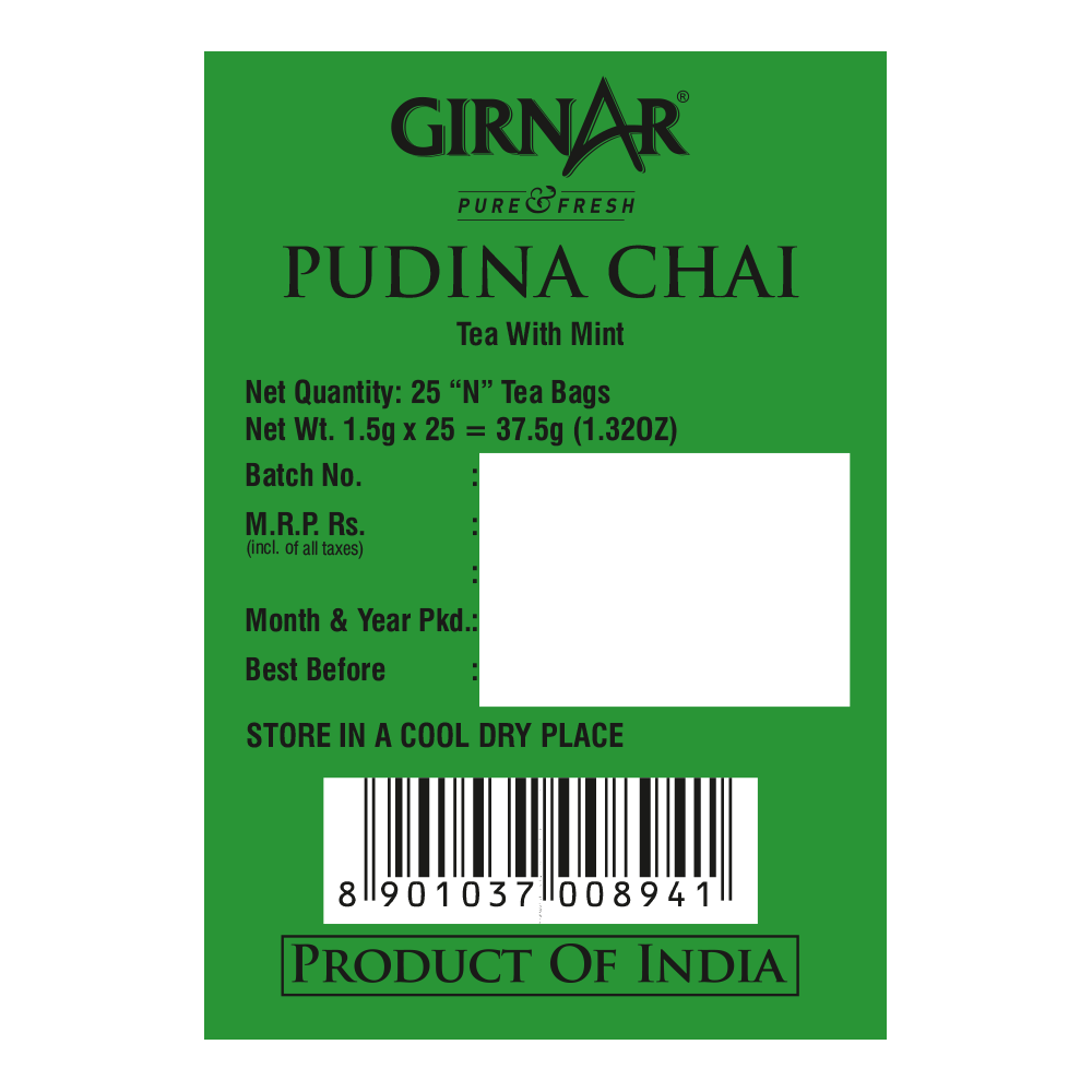 Girnar Black Tea Bags - Pudina | Swadesiicart