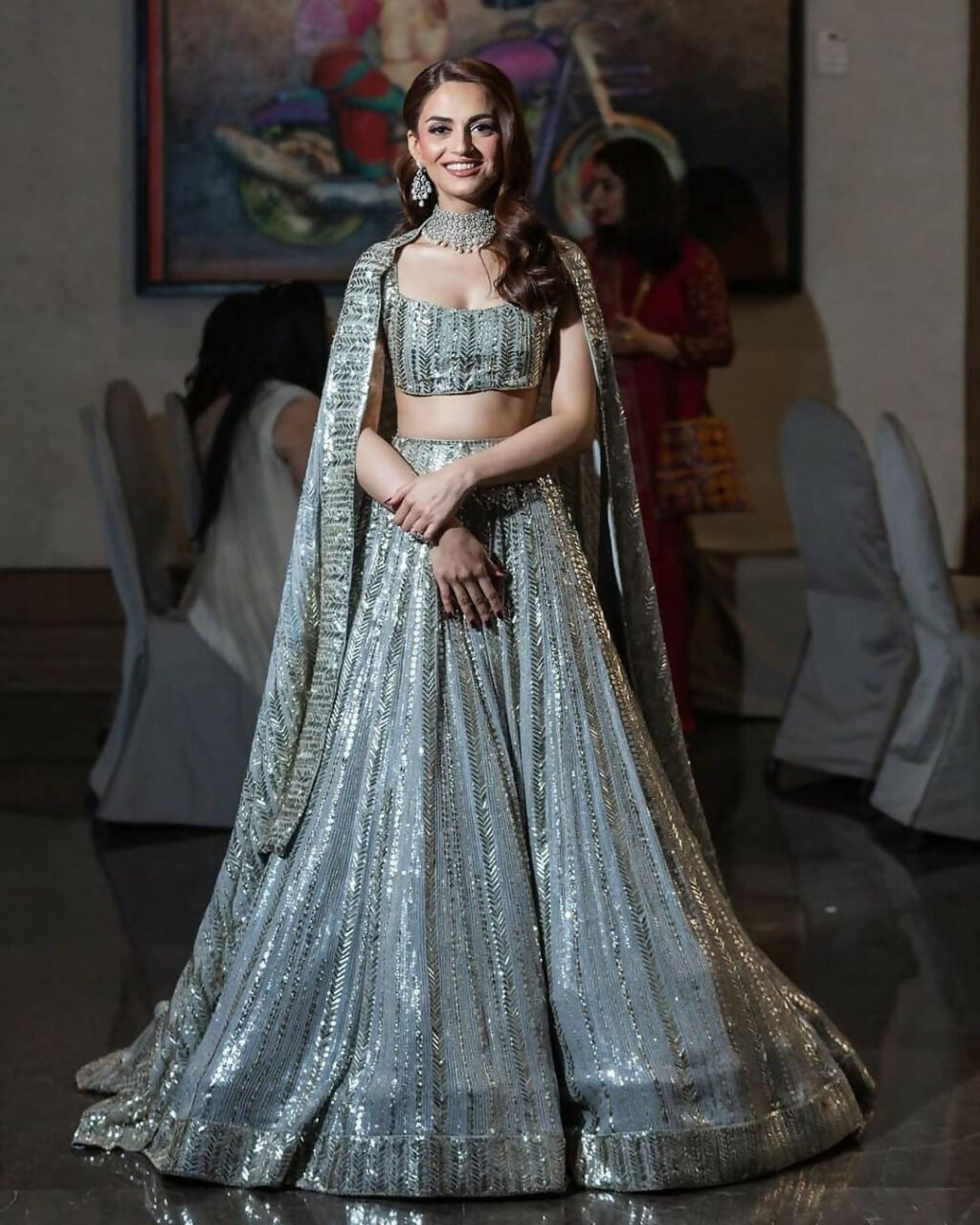 Jyoti Fashion Classy Grey Faux Georgette 3MM & 7MM Sequins Embroidery Lehenga Choli with Dupatta | Swadesiicart