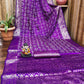 Anaita Purple Soft Satin Silk Bandhej Print Saree With Kanchi Zari Weaving Border