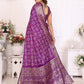 Anaita Purple Soft Satin Silk Bandhej Print Saree With Kanchi Zari Weaving Border