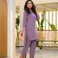Yufta Purple Cotton Striped Print Co-Ord Set - Swadesiicart