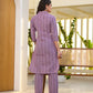 Yufta Purple Cotton Striped Print Co-Ord Set - Swadesiicart