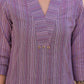 Yufta Purple Cotton Striped Print Co-Ord Set - Swadesiicart
