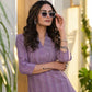 Yufta Purple Cotton Striped Print Co-Ord Set - Swadesiicart