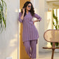 Yufta Purple Cotton Striped Print Co-Ord Set - Swadesiicart