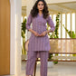 Yufta Purple Cotton Striped Print Co-Ord Set - Swadesiicart