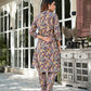 Yufta Purple Silk blend Floral Print Co-ord set - Swadesiicart