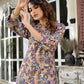 Yufta Purple Silk blend Floral Print Co-ord set - Swadesiicart