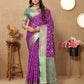 Lorenvalley Fashion Purple Patola Silk Woven Design with Zari Meenakari Weaving motifs Pallu Saree - Swadesiicart