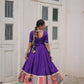 Lorenvalley Fashion Purple Roman Silk with Thread with mirror work & Maslin Crochet Print Work Gown | Swadesiicart