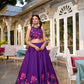 Lorenvalley Purple Tussar Silk Floral Print With Foil Work Lehenga Choli with Dupatta | Swadesiicart