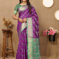 Lorenvalley Fashion Purple Patola Silk Woven Design with Zari Meenakari Weaving motifs Pallu Saree - Swadesiicart
