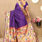 Lorenvalley Fashion Purple Soft Paithani Silk Woven Design Rich Zari Meenakari Weaving Saree - Swadesiicart