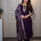 Lorenvalley Fashion Purple Roman Silk Embroidery Multi Work Kurta Pant with Dupatta - Swadesiicart