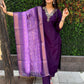 Lorenvalley Fashion Purple Roman Silk Hand Work Kurta Pant with Dupatta - Swadesiicart