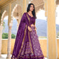 Lorenvalley Purple Tussar Silk Ikkat Print With Foil Work Lehenga Choli with Dupatta | Swadesiicart