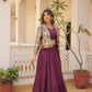 Lorenvalley Purple Premium Chinnon Lehenga Choli with Jacquard Woven Design Koti | Swadesiicart