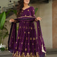 Lorenvalley Fashion Purple Faux Georgette with Zari & Sequins Embroidered Work Anarkali Gown with Dupatta - Swadesiicart