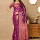 Lorenvalley Fashion Purple Soft Katan Silk Woven Design Copper Zari Weaving Saree - Swadesiicart
