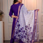 Lorenvalley Fashion Purple Roman Silk Hand Work Kurta Pant with Dupatta - Swadesiicart