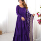 Lorenvalley Women Pure Roman silk Chanderi Fabric Layer Gathering Anarkali Kurta Pant With Dupatta Set | Swadesiicart