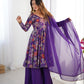 Lorenvalley Women Pure Soft Roman silk Chanderi Discharge Print Fabric Kediya Kurta Palazzo with Dupatta Set | Swadesiicart