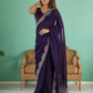 Lorenvalley Fashion Purple Rangoli Silk with Coding Lace Work Saree with Blouse - Swadesiicart
