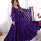 Lorenvalley Women Pure Roman silk Chanderi Fabric Layer Gathering Anarkali Kurta Pant With Dupatta Set | Swadesiicart