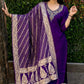 Lorenvalley Fashion Purple Roman Silk Hand Work Kurta Pant with Dupatta - Swadesiicart