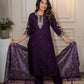 Lorenvalley Fashion Purple Roman Silk Embroidery Multi Work Kurta Pant with Dupatta - Swadesiicart
