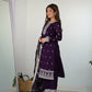 Lorenvalley Purple Rangoli Silk Embroidery Sequence and Jari Work Kurta Trousers with Dupatta Set | Swadesiicart