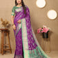 Lorenvalley Fashion Purple Patola Silk Woven Design with Zari Meenakari Weaving motifs Pallu Saree - Swadesiicart