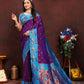 Lorenvalley Fashion Purple Soft Paithani Silk Woven Design Rich Zari Meenakari Weaving Saree - Swadesiicart