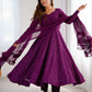 Lorenvalley Purple Faux Georgette Lukhnowi Sequence Work Anarkali Kurta Pant With Dupatta Set - Swadesiicart