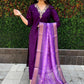 Lorenvalley Fashion Purple Roman Silk Hand Work Kurta Pant with Dupatta - Swadesiicart