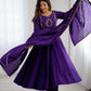 Lorenvalley Fashion Purple Roman Chanderi Silk Handwork Beads Work Anarkali Pant with Dupatta - Swadesiicart