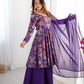 Lorenvalley Women Pure Soft Roman silk Chanderi Discharge Print Fabric Kediya Kurta Palazzo with Dupatta Set | Swadesiicart