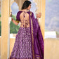 Lorenvalley Purple Tussar Silk Ikkat Print With Foil Work Lehenga Choli with Dupatta | Swadesiicart