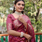 Lorenvalley Premium Bandhej Patola Silk Sarees with kanchi Borders and Contrast Zari Weaving borders Saree - Purple - Swadesiicart