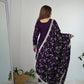 Lorenvalley Purple Rangoli Silk Embroidery Sequence and Jari Work Kurta Trousers with Dupatta Set | Swadesiicart