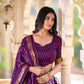 Lorenvalley Purple Tussar Silk Ikkat Print With Foil Work Lehenga Choli with Dupatta | Swadesiicart
