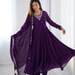 Lorenvalley Purple Faux Georgette Fancy Embroidery Beads And Jari Work Anarkali Kurta Palazzo With Dupatta Set | Swadesiicart