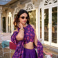 Lorenvalley Purple Tussar Silk Floral Print With Foil Work Lehenga Choli with Dupatta | Swadesiicart